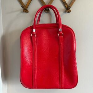 Vintage 70s Blandon Cherry Red Vegan Leather Carry-On Flight Bag OS